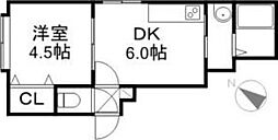 グランデルシャン 1DKの間取図画像