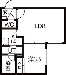 アーバンクラスタ元町2 1LDKの間取図画像