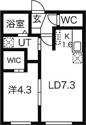 T147 1LDKの間取図画像