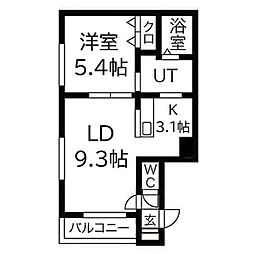 グランメール環状通東A 1LDKの間取図画像