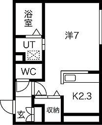 フランジュールあいの里 1Kの間取図画像