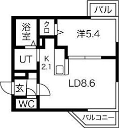 コフィエ・クレーデレ 1LDKの間取図画像