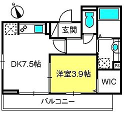 ルミエールユーユー 3階1DKの間取り