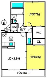 シャルマンコート 2階2LDKの間取り