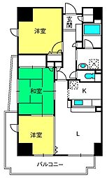 パウロニア　ビューコート 7階3DKの間取り