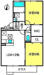 ジャーマン・アイリス2 2LDKの間取図画像