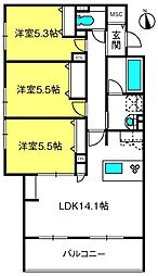 シエロ アズール 3LDKの間取図画像