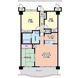 東浦和ガーデンプラザ壱番館 3LDKの間取図画像