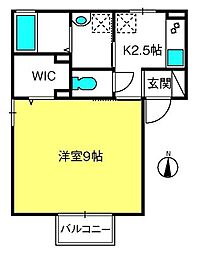 ゴールドパストラル2 1Kの間取図画像