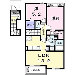 コトーブリアン 2LDKの間取図画像