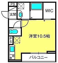 ソレイユラコリーヌ東川口 ワンルームの間取図画像