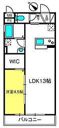 ウエストエーデル 1LDKの間取図画像