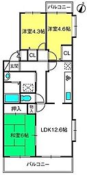 コーポレート東浦和1号棟 3LDKの間取図画像