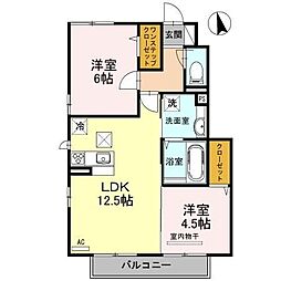 グランルミエールB 2LDKの間取図画像