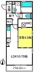 スクエアレイク 1LDKの間取図画像