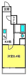 エスポワール 1Kの間取図画像