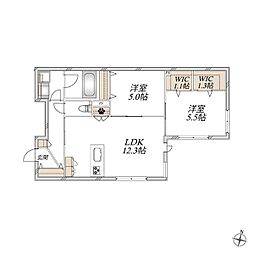 Casa Rootis 2LDKの間取図画像