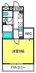 グランディール 1Kの間取図画像