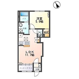 カーサ・フェリーチェS 1LDKの間取図画像