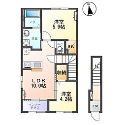 エトワール キリ 2LDKの間取図画像