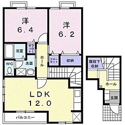パレシャルマンB 2LDKの間取図画像