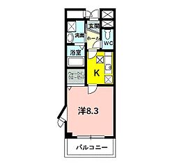 エスト・コリーヌ 1Kの間取図画像