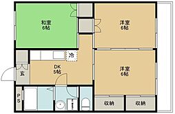 萱場ハイツ 3DKの間取図画像