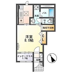 N・Vermeer(エヌ フェルメール) 1Kの間取図画像