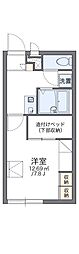 レオパレスヴィクトワールK2 1Kの間取図画像