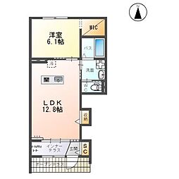 コンフォーティア2 1LDKの間取図画像