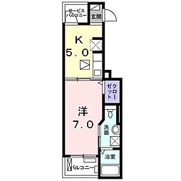 リバティ白鳥 1DKの間取図画像