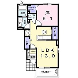 ハピネス愛子壱番館 1LDKの間取図画像