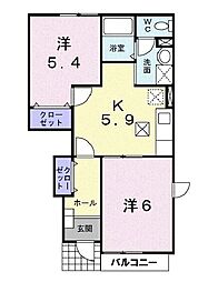 コーポラスN・A 2Kの間取図画像