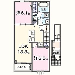 グレースヒルズGAMO C棟 2LDKの間取図画像