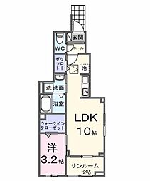 サンパティークG棟 1LDKの間取図画像
