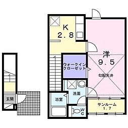 ブレスサイドヒルズH 1Kの間取図画像
