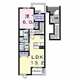 ネオサニーフォレスト 1LDKの間取図画像