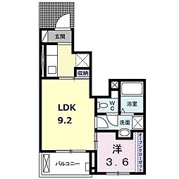 アリエッタ 1LDKの間取図画像