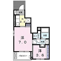 ミドル・コート 1LDKの間取図画像