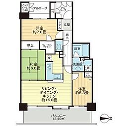 ライオンズタワー仙台広瀬 3LDKの間取図画像