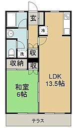 ウエストコーポ1 1LDKの間取図画像