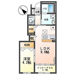 グランデージ桜 1階1LDKの間取り