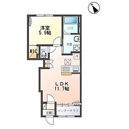 カーサ・フェリーチェＳ 1階1LDKの間取り