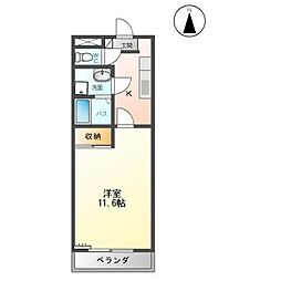 センチュリー東仙台 3階1Kの間取り