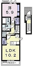 ファジョーロ・ディテI 2階1LDKの間取り