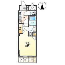 フィオーレ元茶畑II 1階1Kの間取り