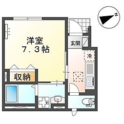 TKYプレイス河原町 1階1Kの間取り