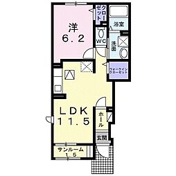 ククナ 1階1LDKの間取り