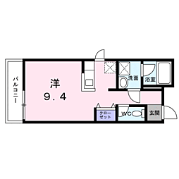 ティアラグレイス 2階ワンルームの間取り