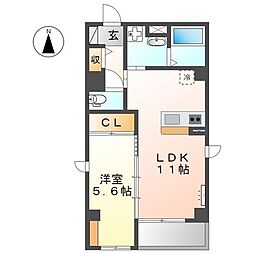名古屋市営名城線 黒川駅 徒歩7分の賃貸マンション 3階1LDKの間取り